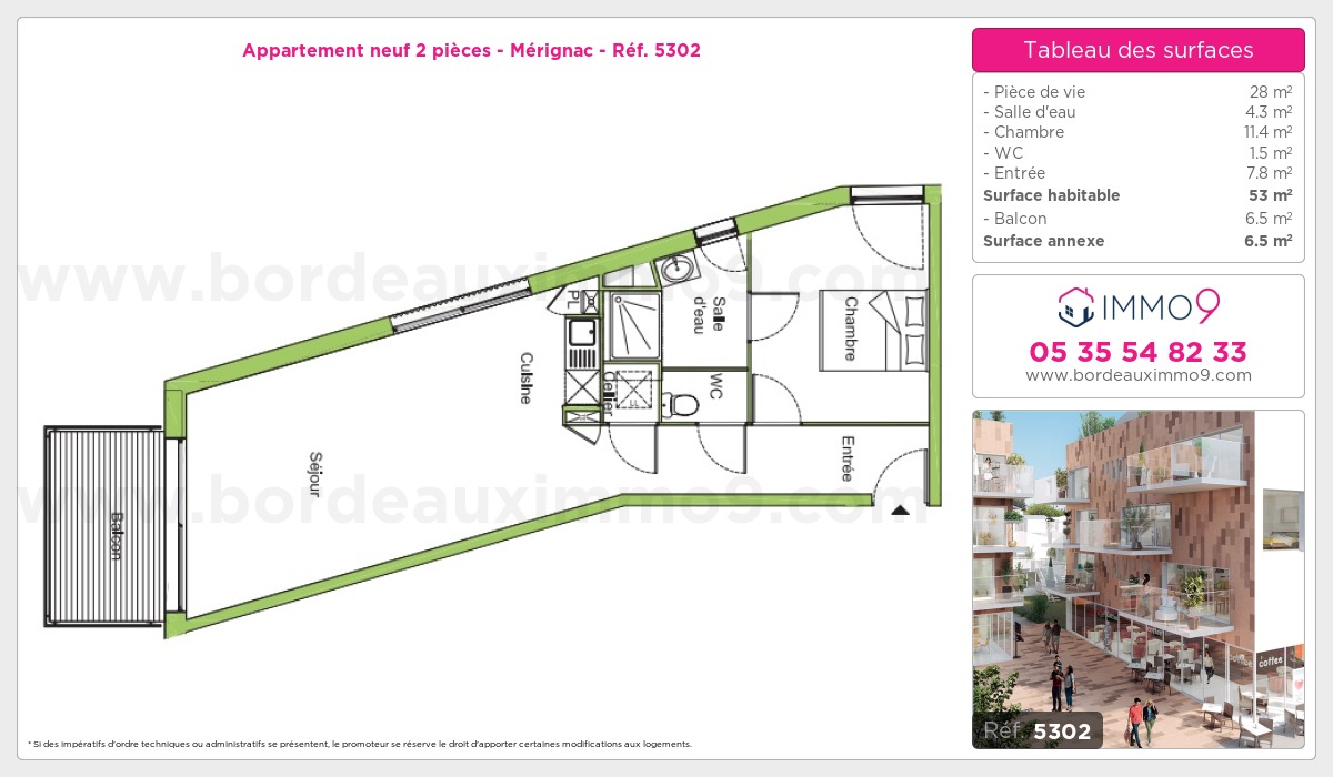 Plan et surfaces, Programme neuf Mérignac Référence n° 5302