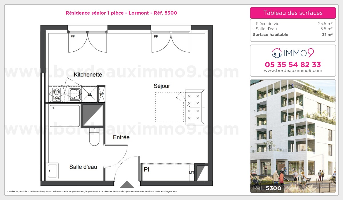 Plan et surfaces, Programme neuf Lormont Référence n° 5300