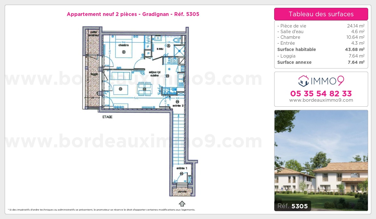 Plan et surfaces, Programme neuf Gradignan Référence n° 5305