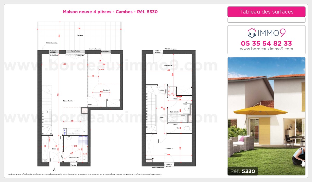 Plan et surfaces, Programme neuf Cambes Référence n° 5330