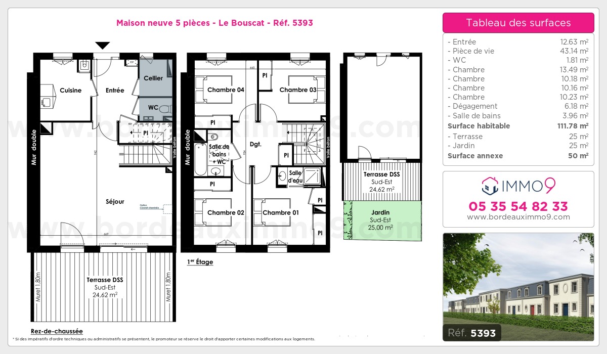 Plan et surfaces, Programme neuf Bouscat Référence n° 5393