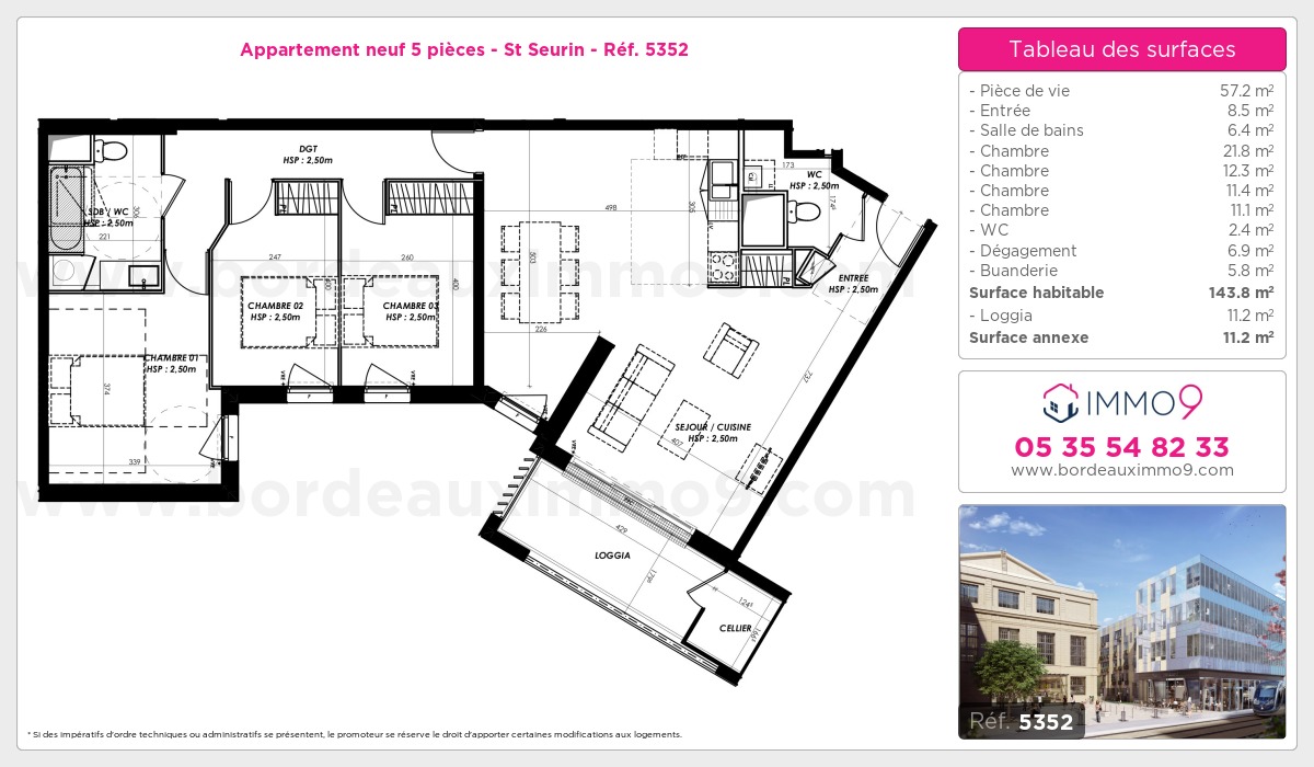 Plan et surfaces, Programme neuf Bordeaux : St Seurin Référence n° 5352