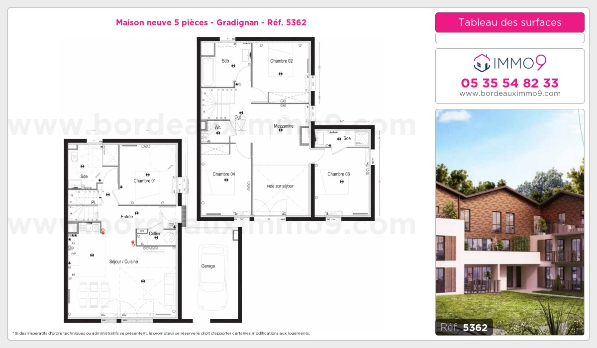 Plan et surfaces, Programme neuf Gradignan Référence n° 5362