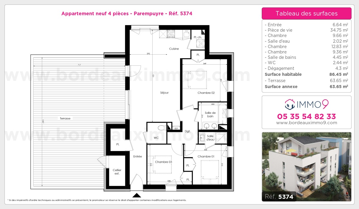 Plan et surfaces, Programme neuf Parempuyre Référence n° 5374