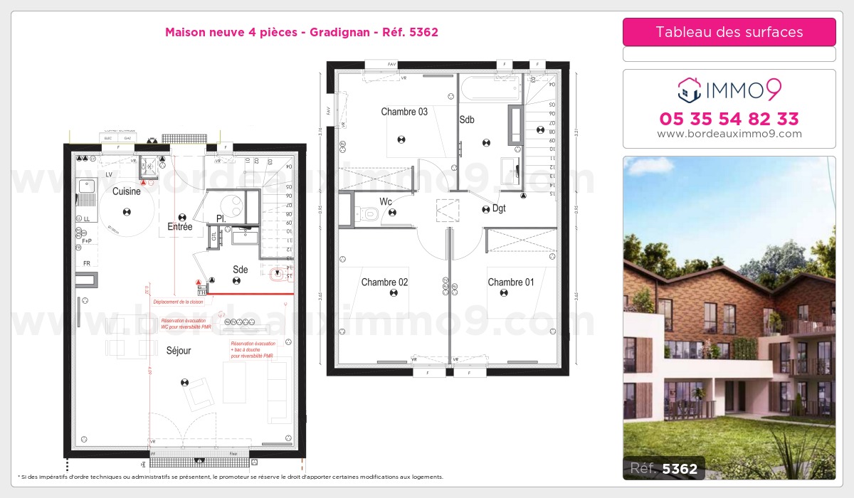 Plan et surfaces, Programme neuf Gradignan Référence n° 5362