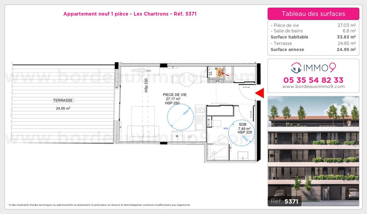Plan et surfaces, Programme neuf Bordeaux : Chartrons Référence n° 5371