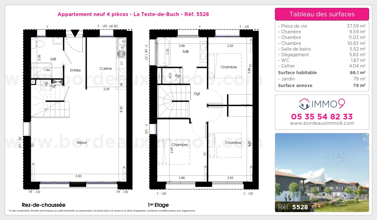 Plan et surfaces, Programme neuf Teste-de-Buch Référence n° 5528