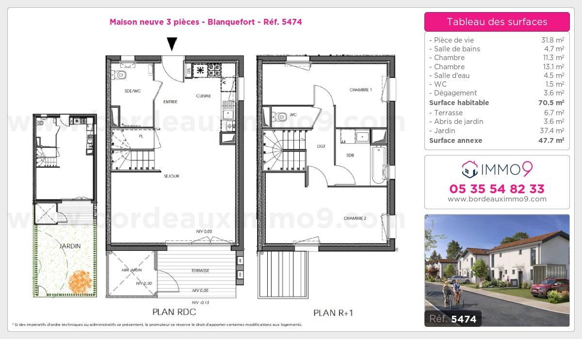 Plan et surfaces, Programme neuf Blanquefort Référence n° 5474