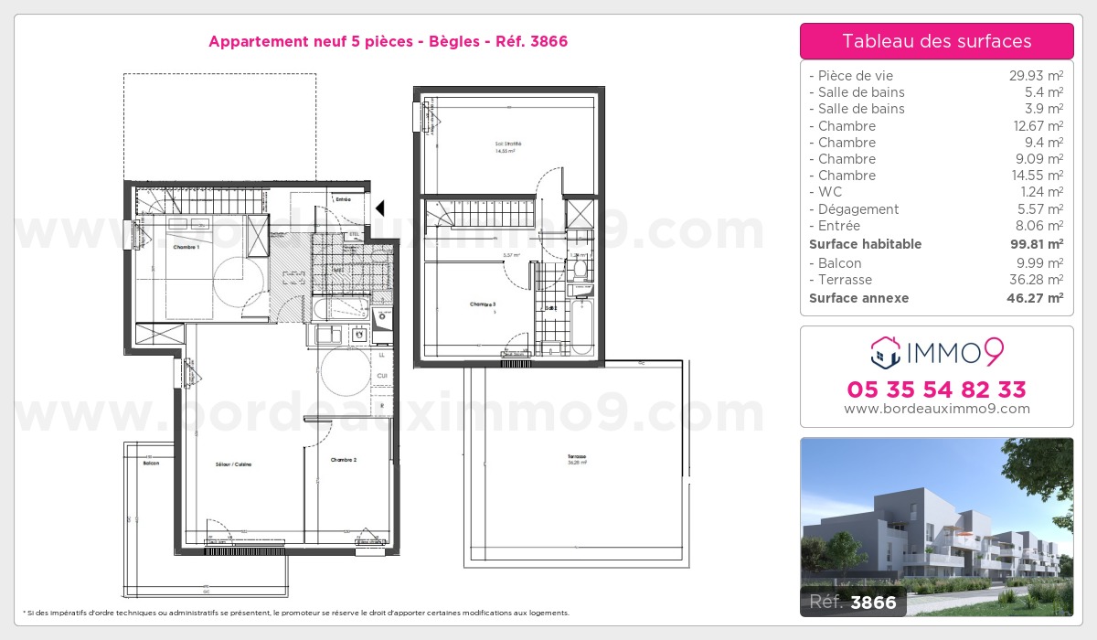 Plan et surfaces, Programme neuf Bègles Référence n° 3866