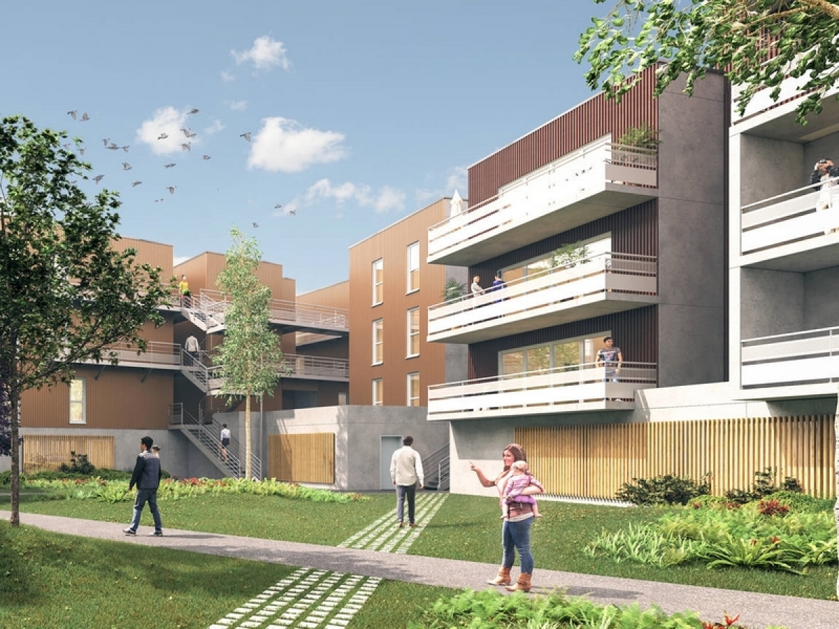 Vue sur le jardin commun de la résidence Kuboa à Mérignac Edelis - Résidence Kuboa