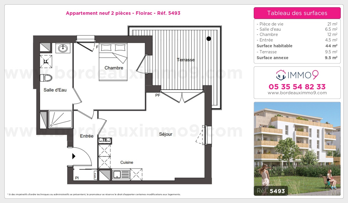 Plan et surfaces, Programme neuf Floirac Référence n° 5493