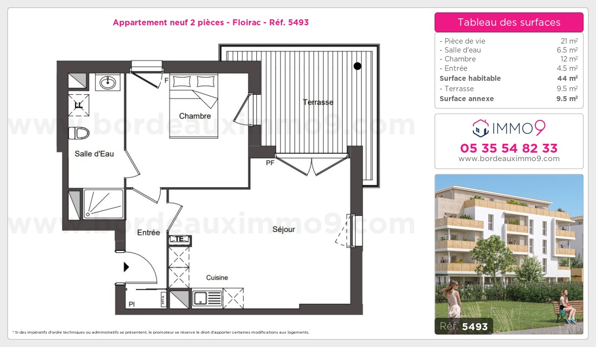 Plan et surfaces, Programme neuf Floirac Référence n° 5493