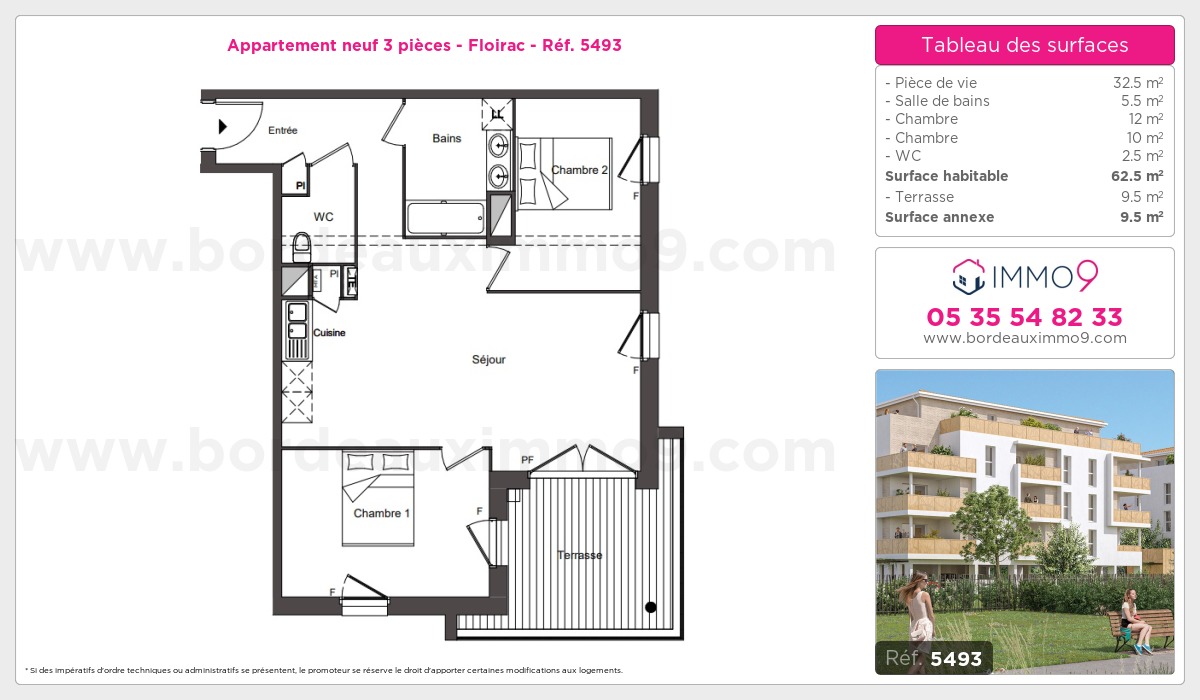 Plan et surfaces, Programme neuf Floirac Référence n° 5493