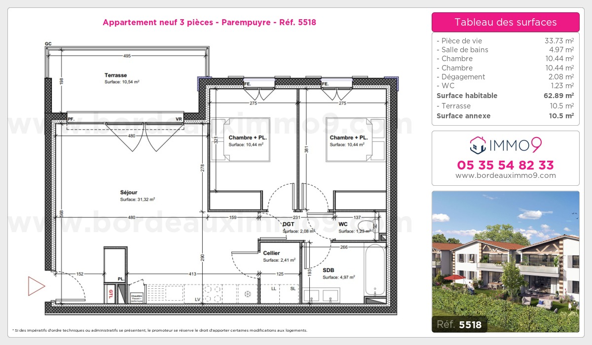 Plan et surfaces, Programme neuf Parempuyre Référence n° 5518