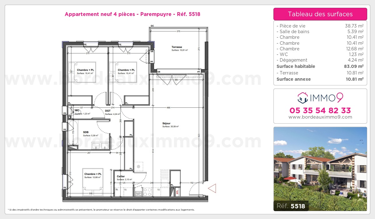 Plan et surfaces, Programme neuf Parempuyre Référence n° 5518