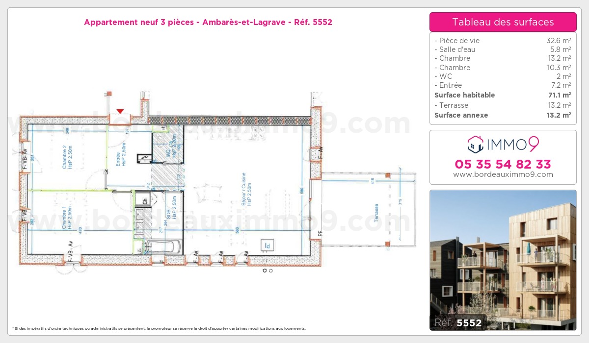 Plan et surfaces, Programme neuf Ambarès-et-Lagrave Référence n° 5552