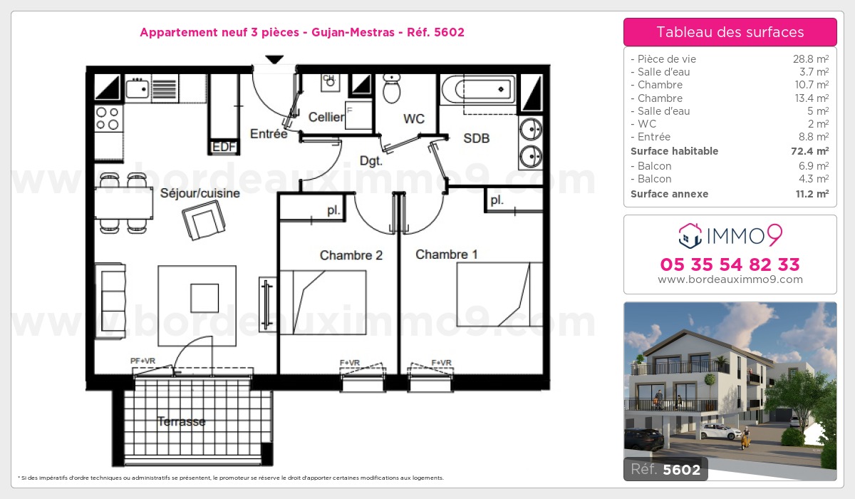 Plan et surfaces, Programme neuf Gujan-Mestras Référence n° 5602