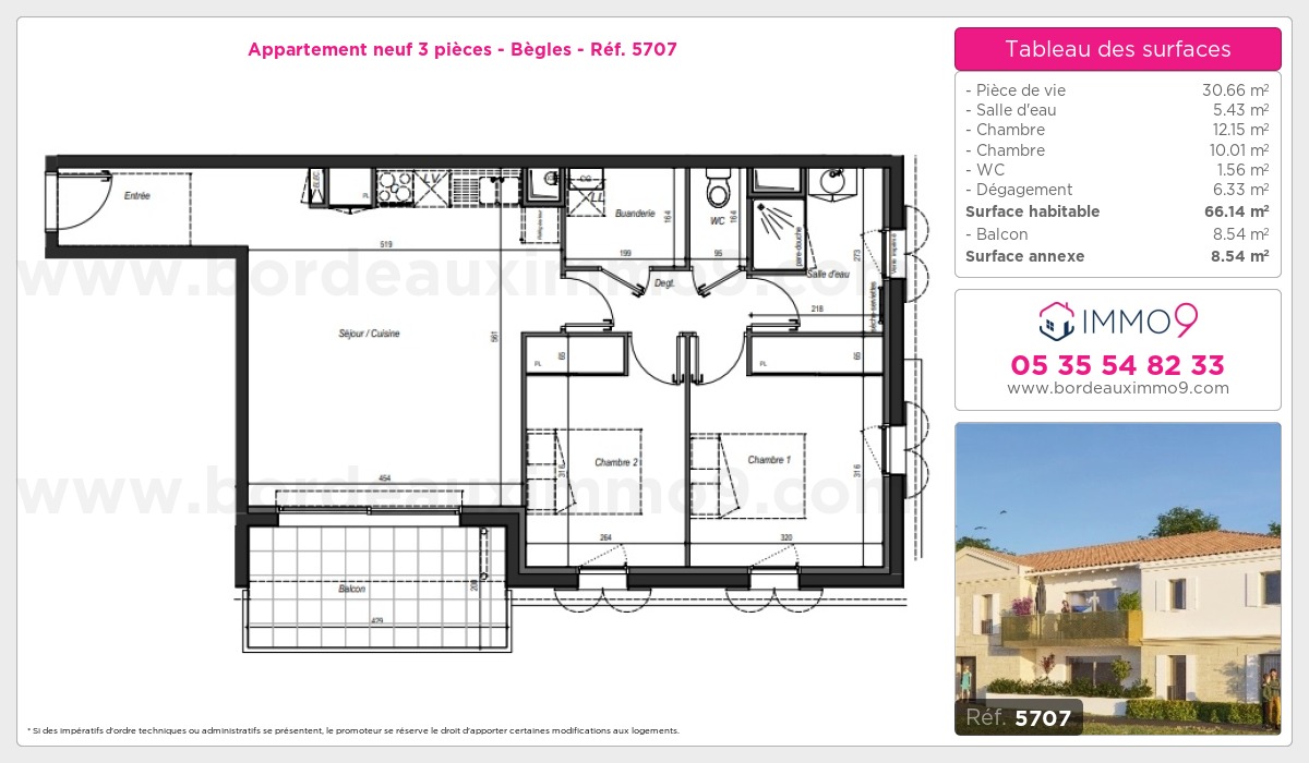 Plan et surfaces, Programme neuf Bègles Référence n° 5707