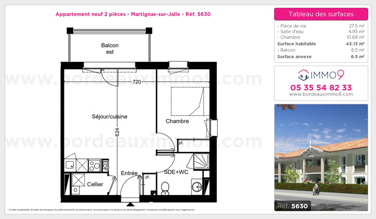 Plan et surfaces, Programme neuf Martignas-sur-Jalle Référence n° 5630