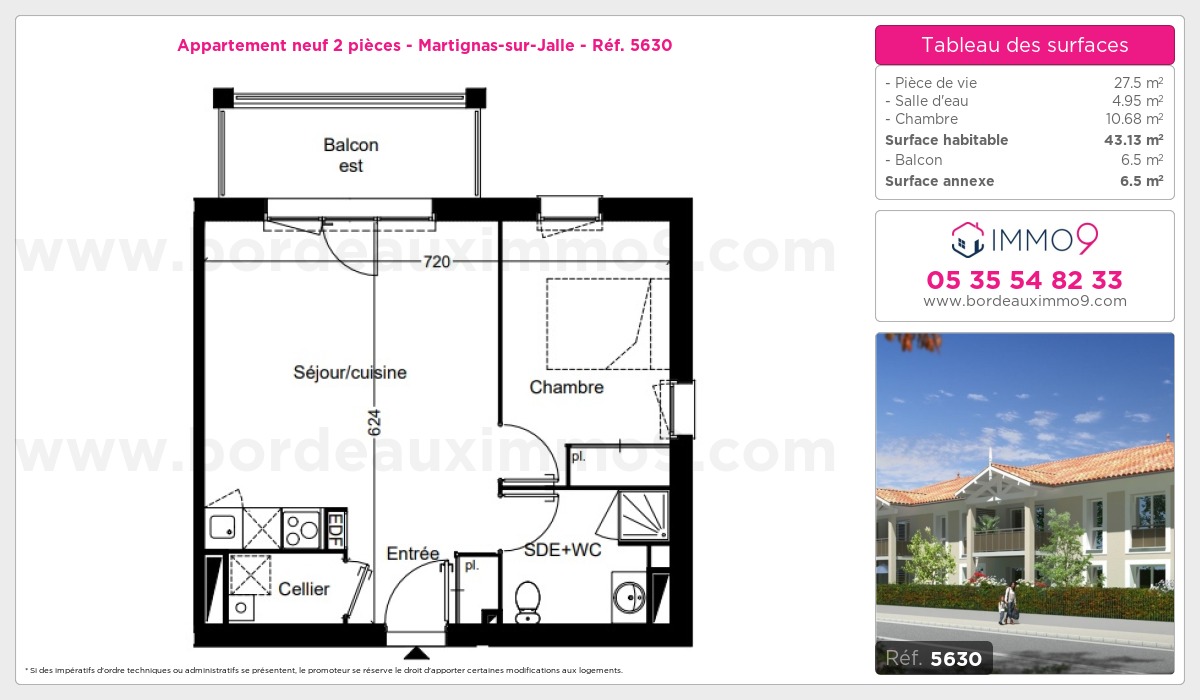Plan et surfaces, Programme neuf Martignas-sur-Jalle Référence n° 5630