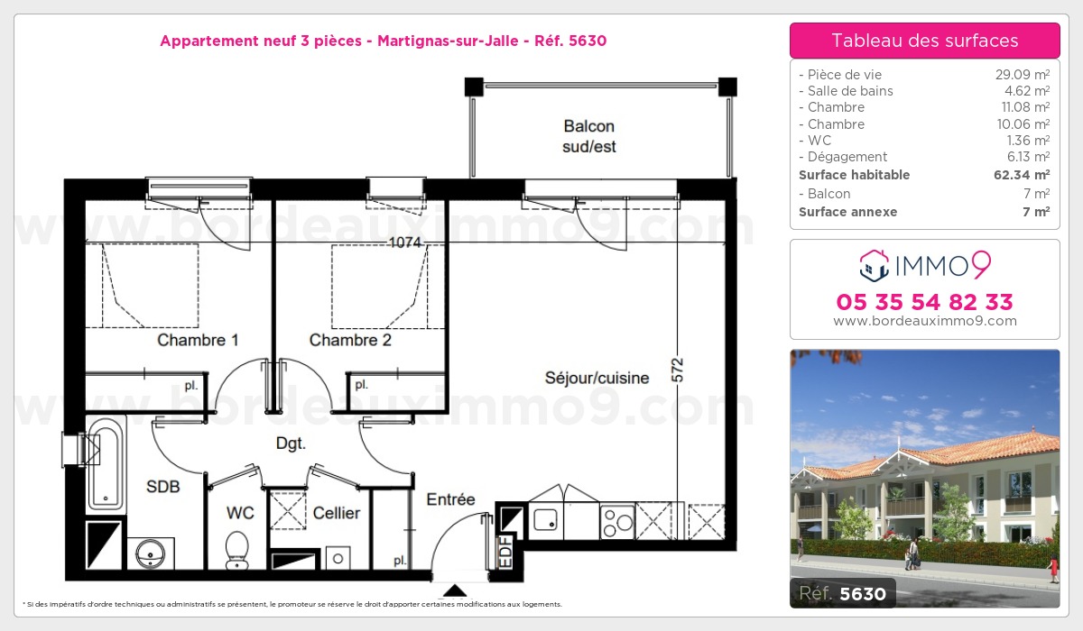 Plan et surfaces, Programme neuf Martignas-sur-Jalle Référence n° 5630