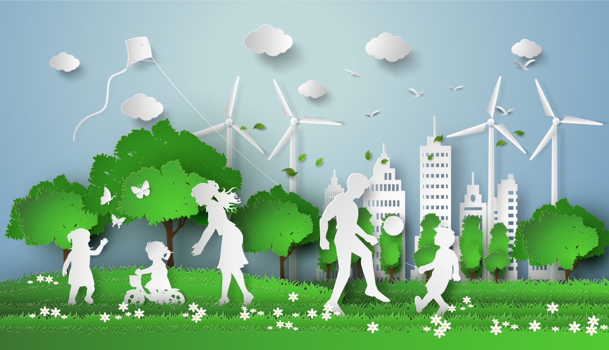 famille dans un quartier vert