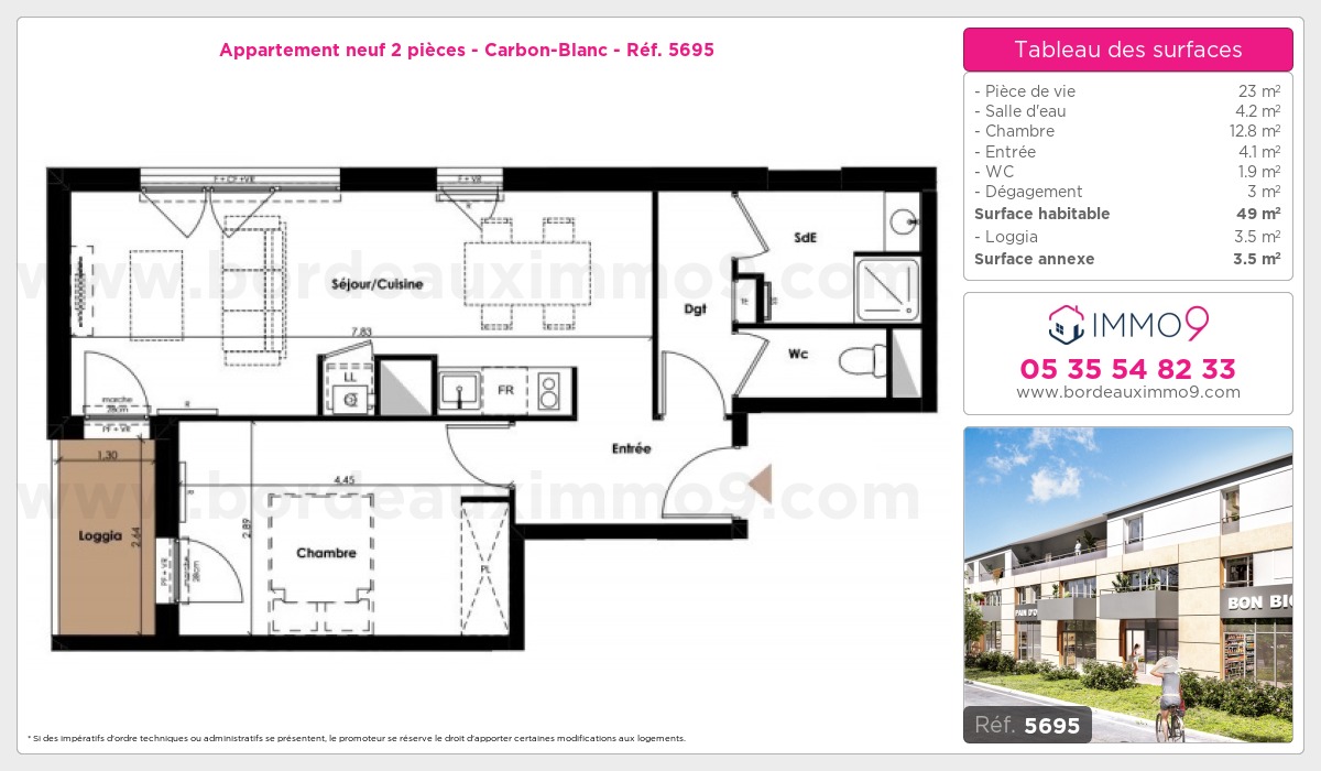 Plan et surfaces, Programme neuf Carbon-Blanc Référence n° 5695