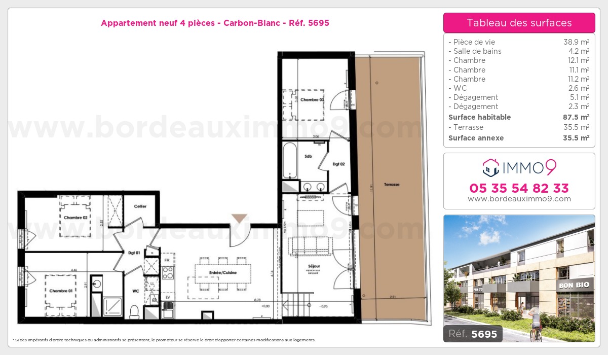 Plan et surfaces, Programme neuf Carbon-Blanc Référence n° 5695