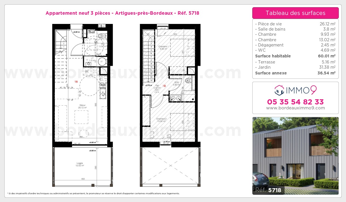 Plan et surfaces, Programme neuf Artigues-près-Bordeaux Référence n° 5718