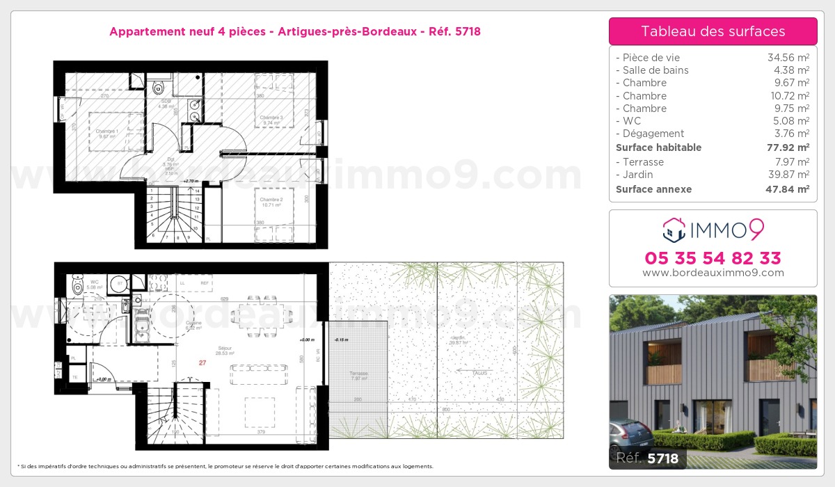 Plan et surfaces, Programme neuf Artigues-près-Bordeaux Référence n° 5718