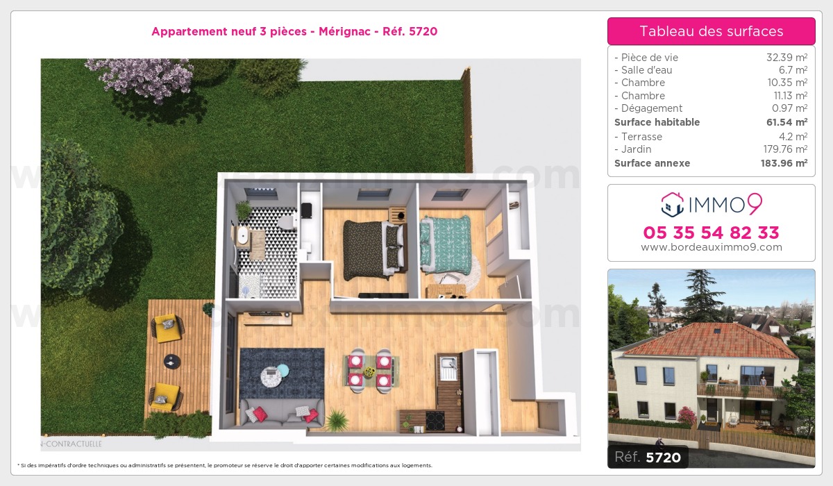 Plan et surfaces, Programme neuf Mérignac Référence n° 5720