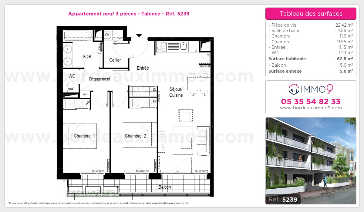 Plan et surfaces, Programme neuf Talence Référence n° 5239