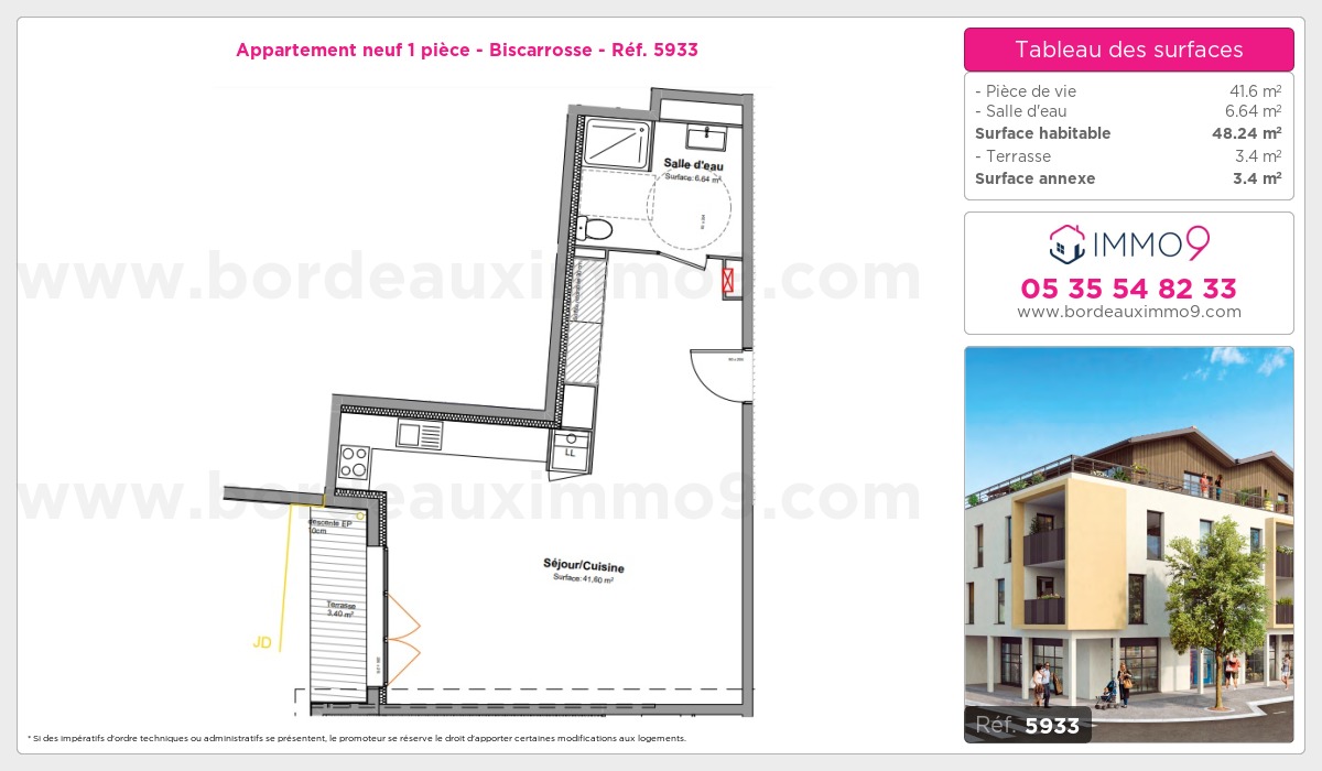 Plan et surfaces, Programme neuf Biscarrosse Référence n° 5933