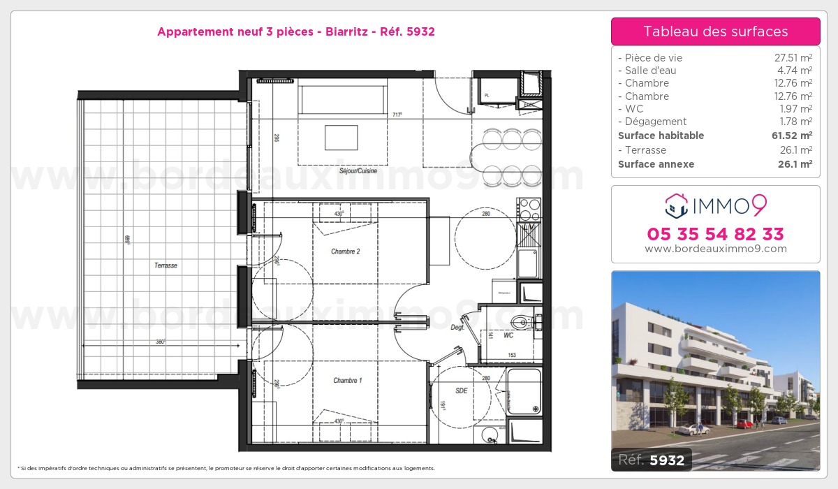 Plan et surfaces, Programme neuf Biarritz Référence n° 5932
