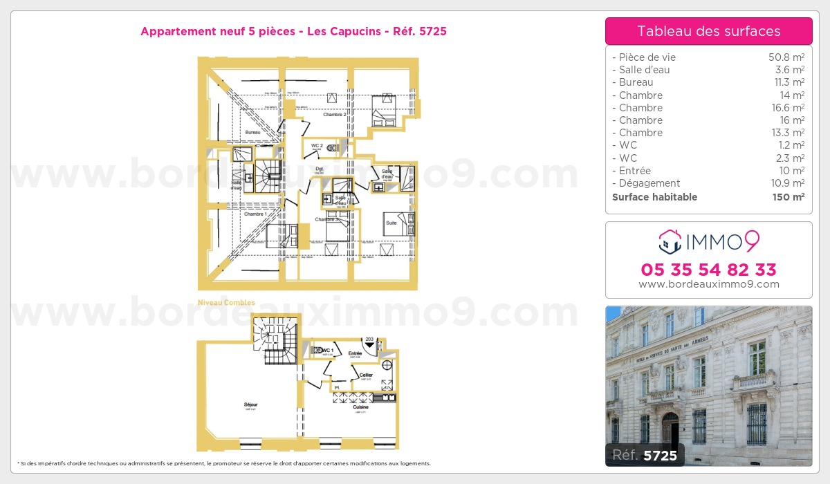Plan et surfaces, Programme neuf Bordeaux : Capucins Référence n° 5725