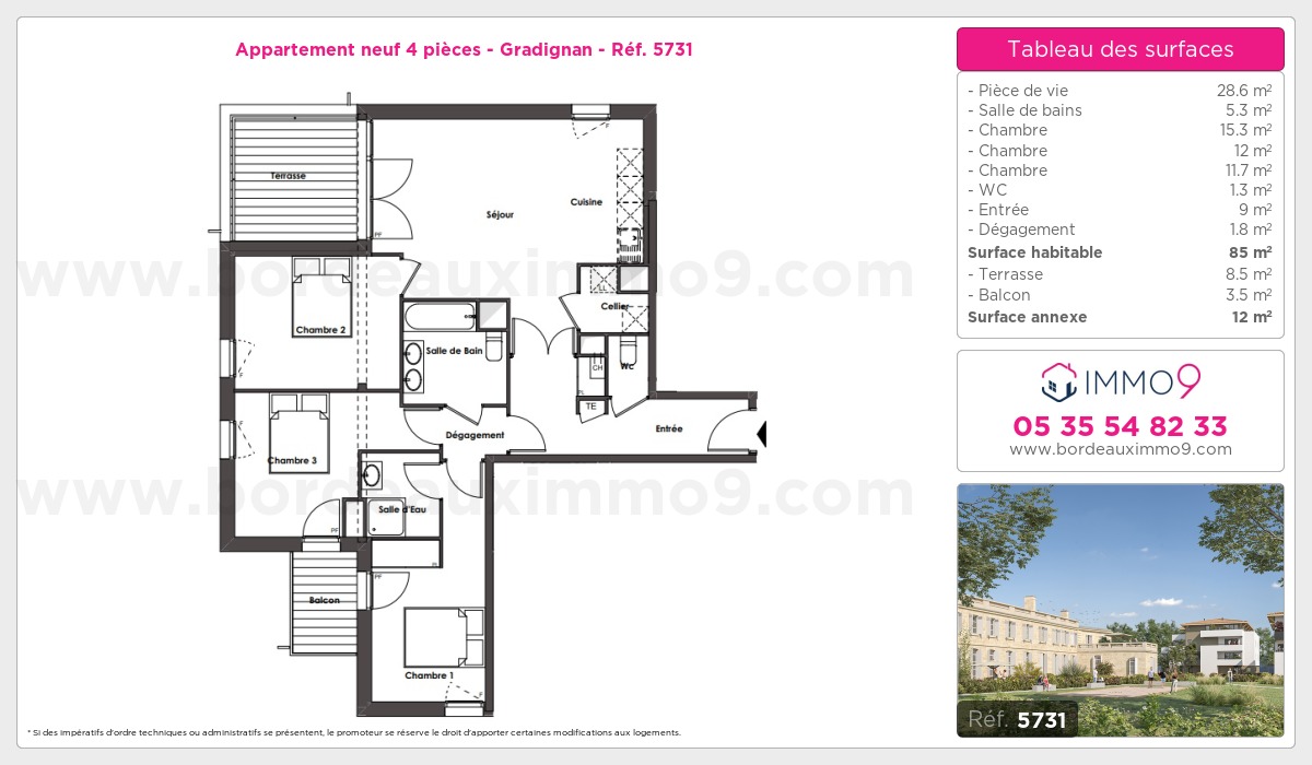 Plan et surfaces, Programme neuf Gradignan Référence n° 5731