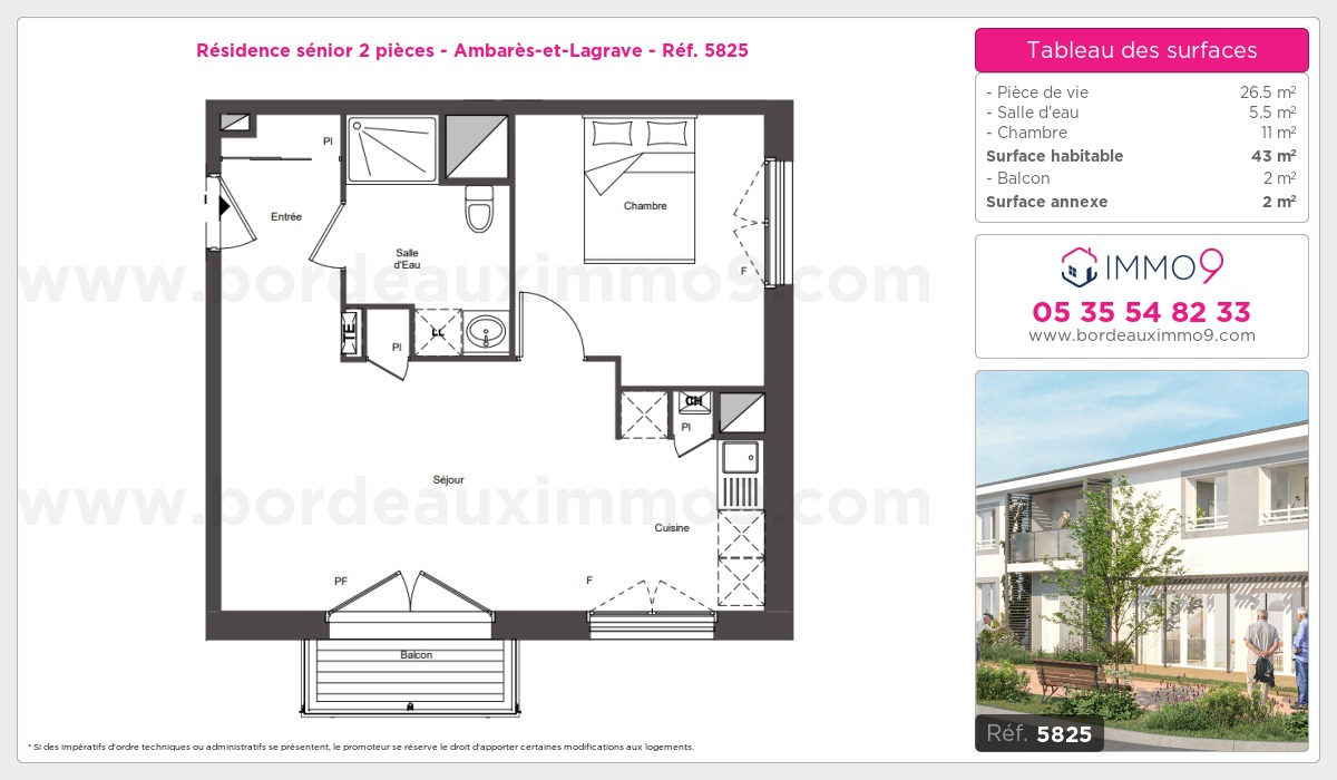 Plan et surfaces, Programme neuf Ambarès-et-Lagrave Référence n° 5825