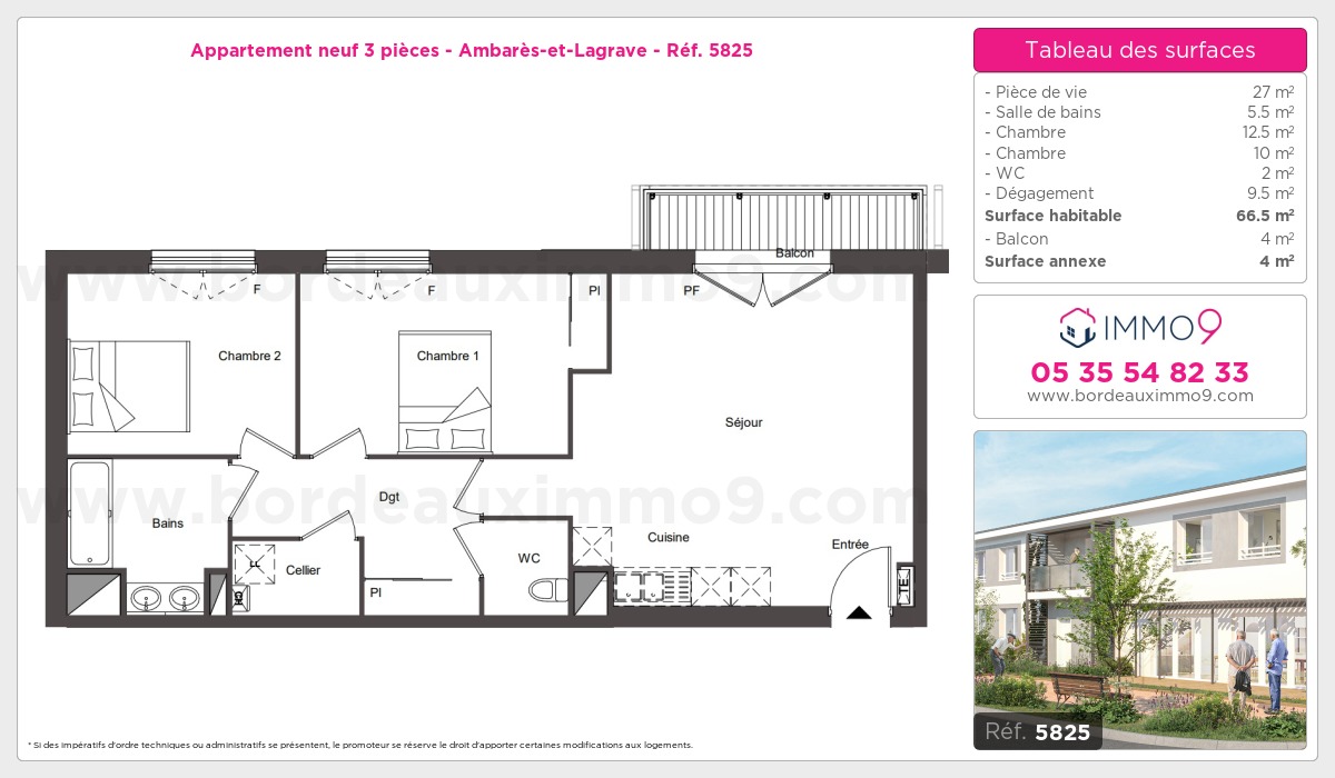 Plan et surfaces, Programme neuf Ambarès-et-Lagrave Référence n° 5825