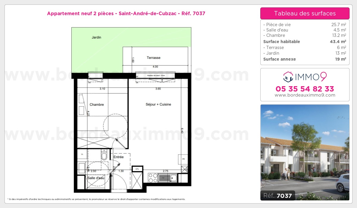 Plan et surfaces, Programme neuf Saint-André-de-Cubzac Référence n° 7037