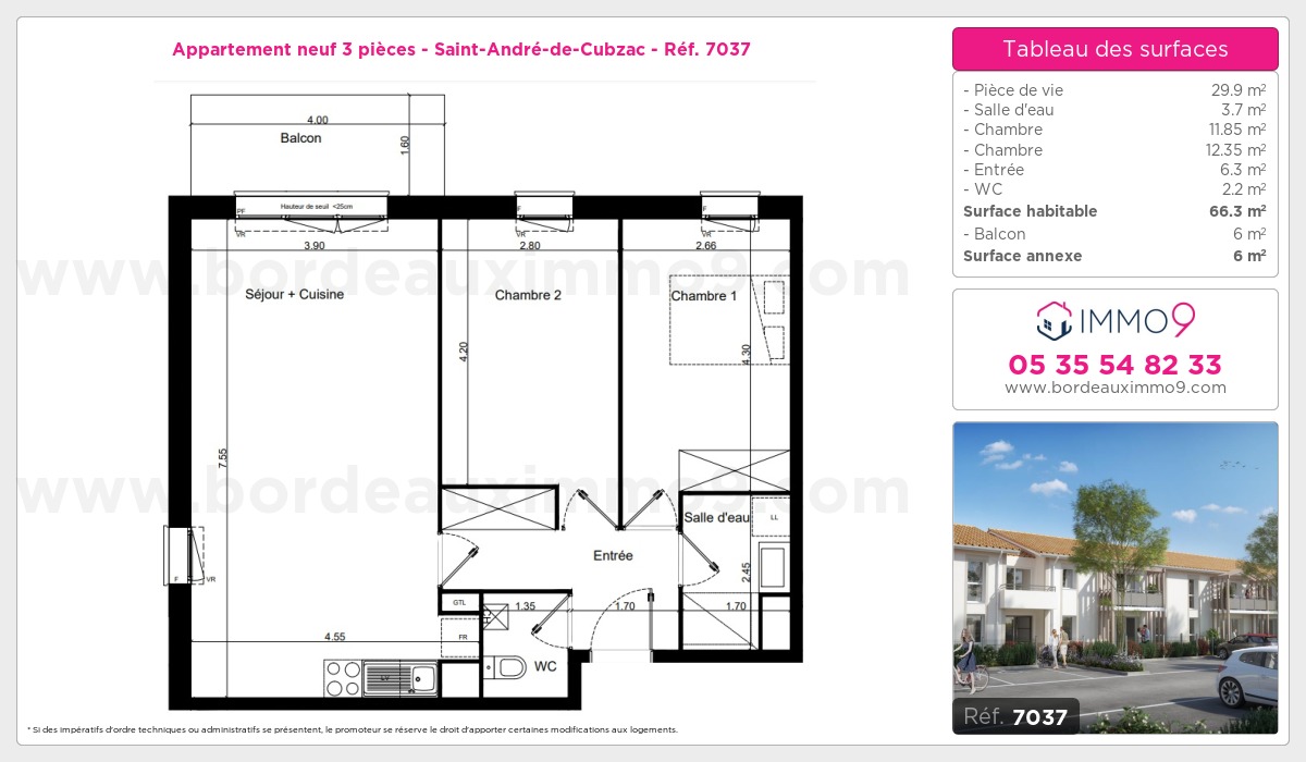 Plan et surfaces, Programme neuf Saint-André-de-Cubzac Référence n° 7037