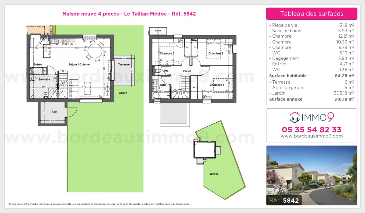 Plan et surfaces, Programme neuf Taillan-Médoc Référence n° 5842