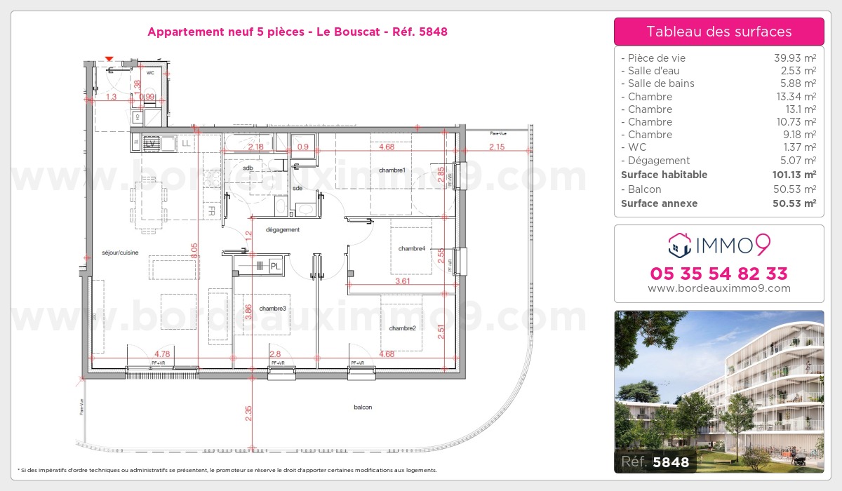 Plan et surfaces, Programme neuf Bouscat Référence n° 5848