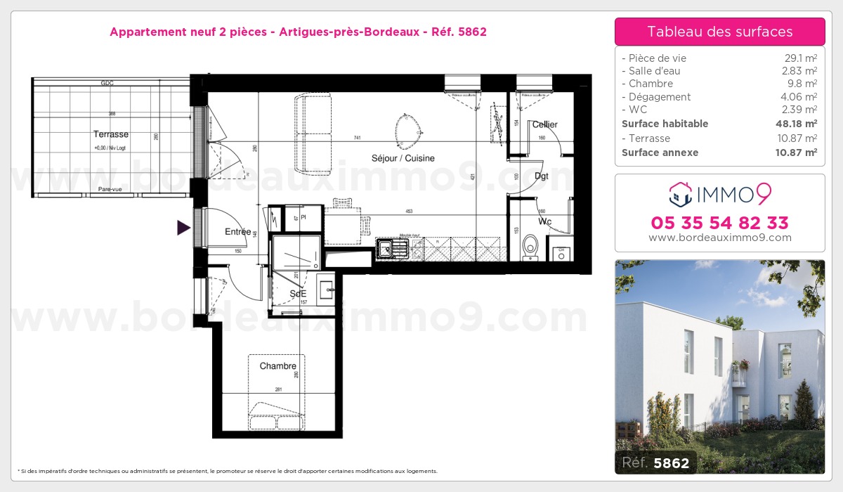 Plan et surfaces, Programme neuf Artigues-près-Bordeaux Référence n° 5862