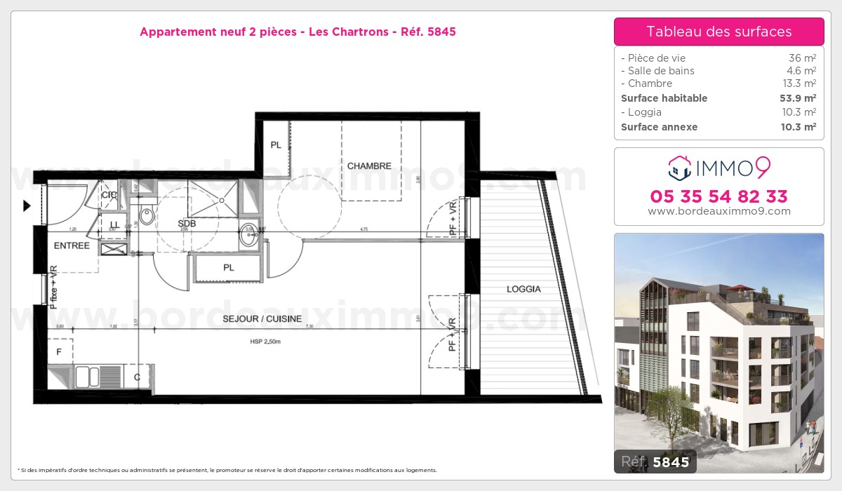 Plan et surfaces, Programme neuf Bordeaux : Chartrons Référence n° 5845