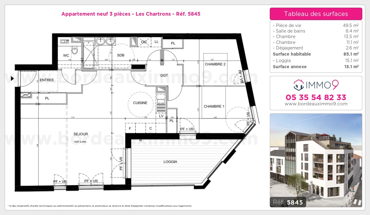 Plan et surfaces, Programme neuf Bordeaux : Chartrons Référence n° 5845