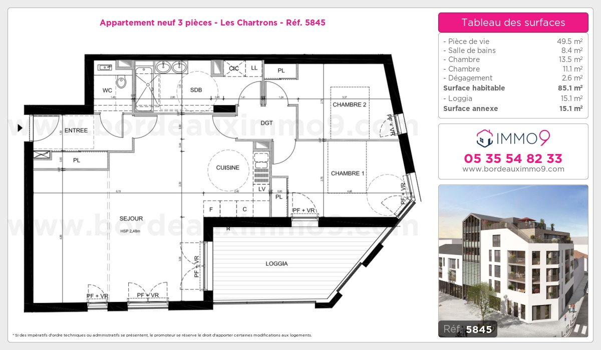 Plan et surfaces, Programme neuf Bordeaux : Chartrons Référence n° 5845