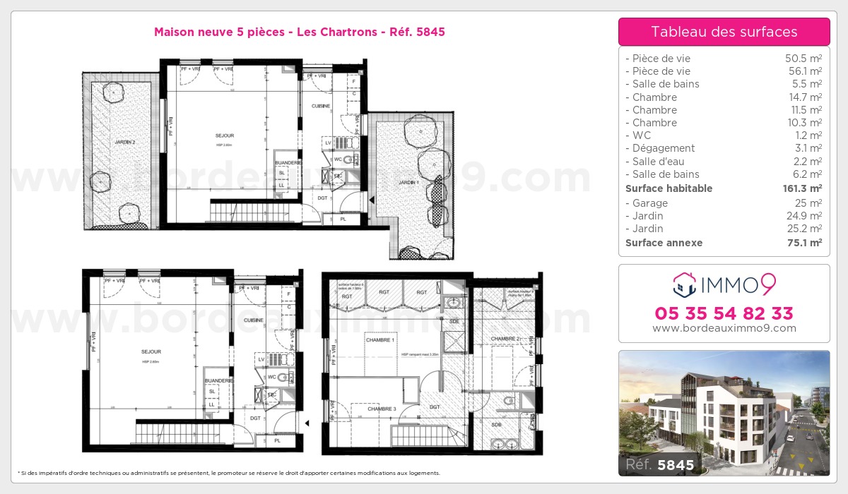 Plan et surfaces, Programme neuf Bordeaux : Chartrons Référence n° 5845