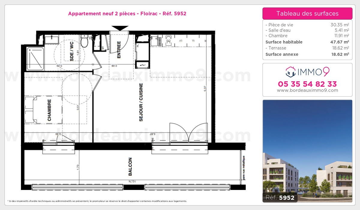 Plan et surfaces, Programme neuf Floirac Référence n° 5952