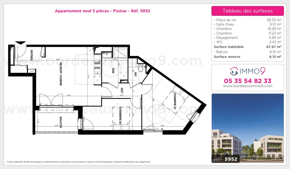 Plan et surfaces, Programme neuf Floirac Référence n° 5952