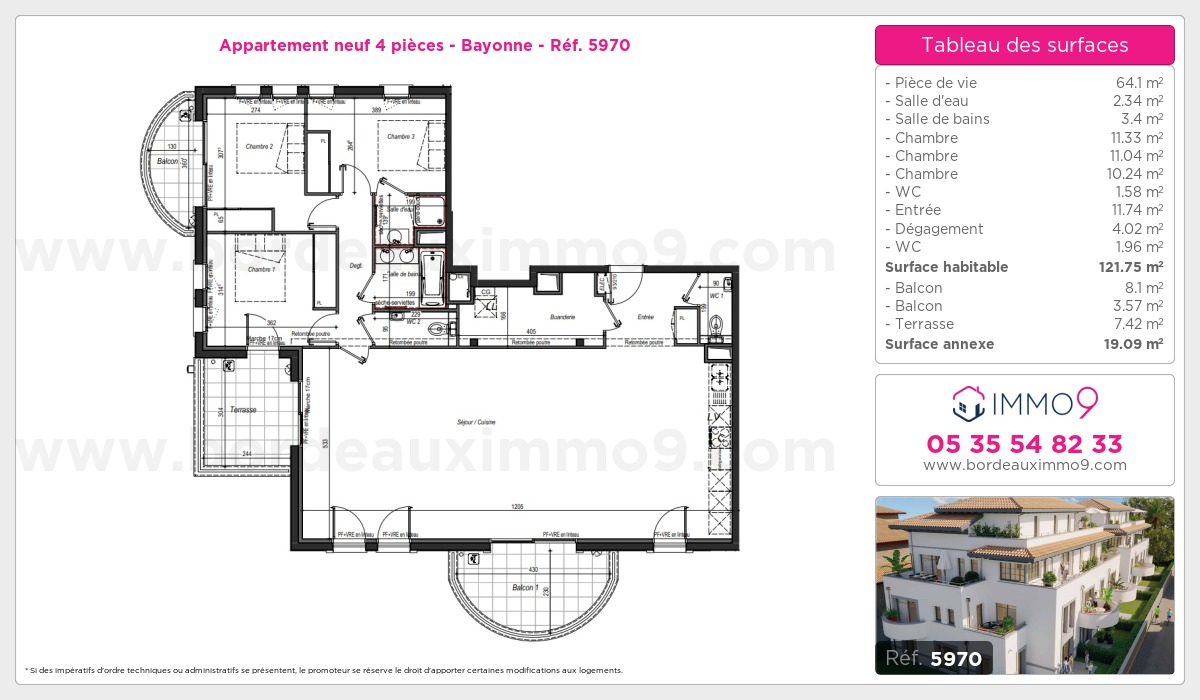 Plan et surfaces, Programme neuf Bayonne Référence n° 5970